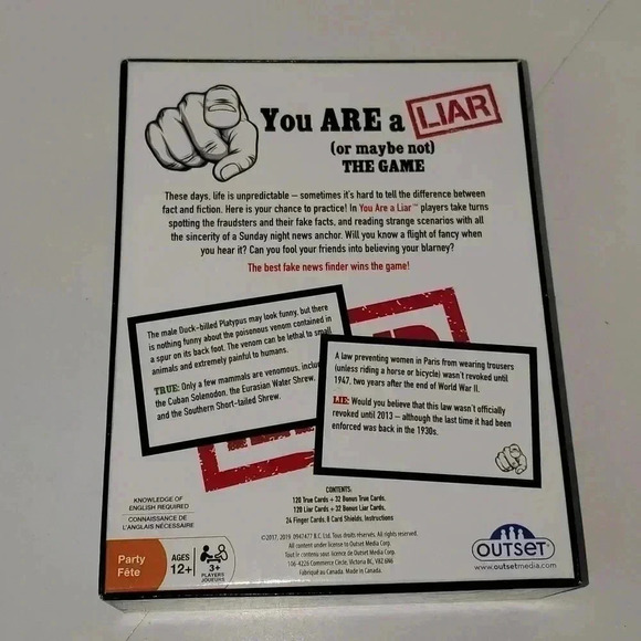 Outset Media You are A Liar Fact Or Fiction Guessing Party Card Game NWOT - Picture 4 of 9
